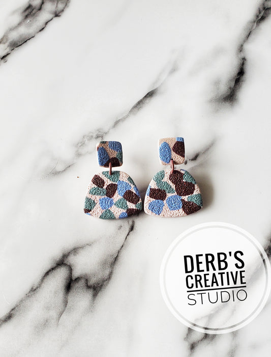 Brown Mix Polymer Clay Earring - Handmade