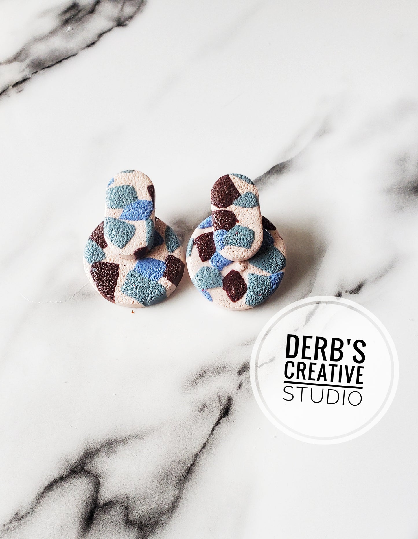 Brown Mix Polymer Clay Earring - Handmade