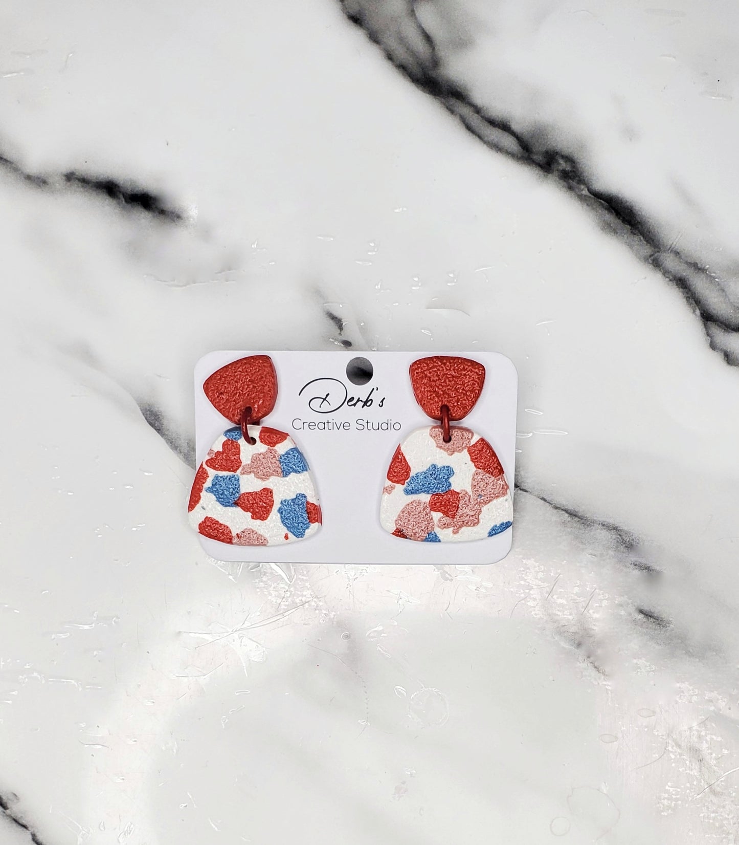 Red Mix Polymer Clay Earring