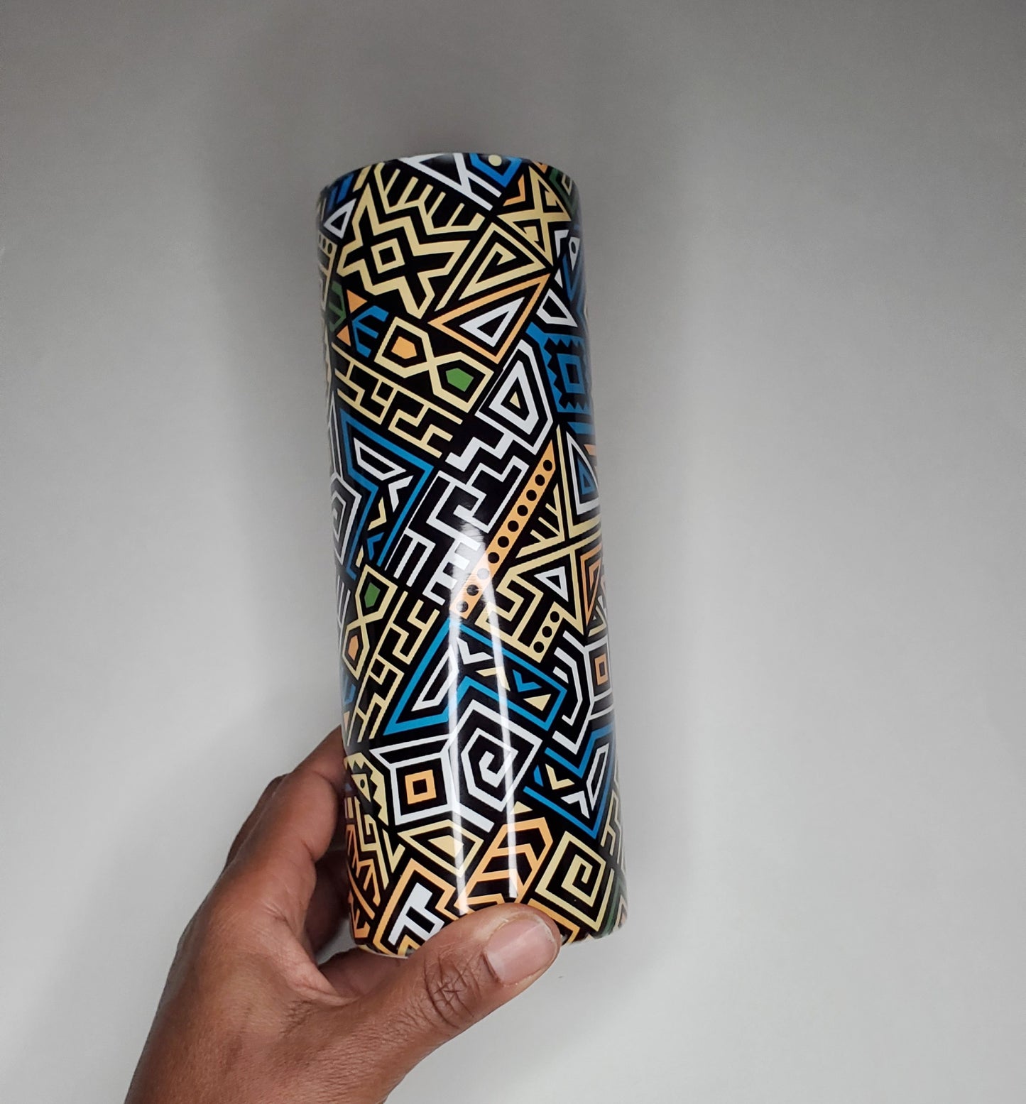 African Print Tumbler - Blue Mix