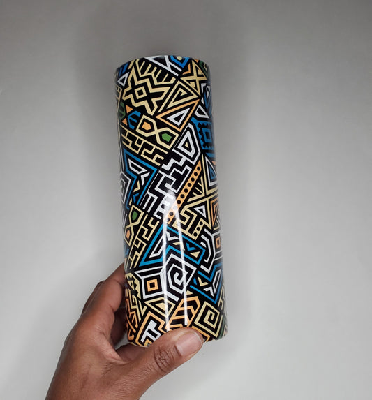 African Print Tumbler - Blue Mix