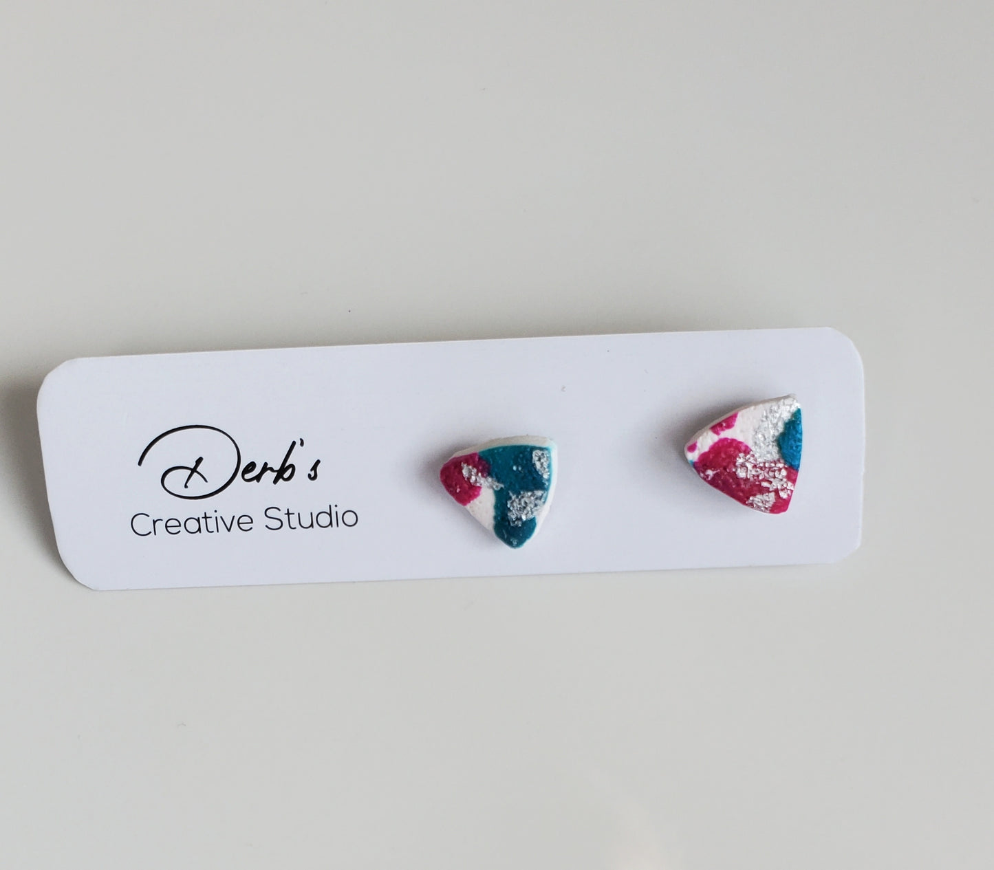 Peacock-Pink Mix Polymer Clay Earring