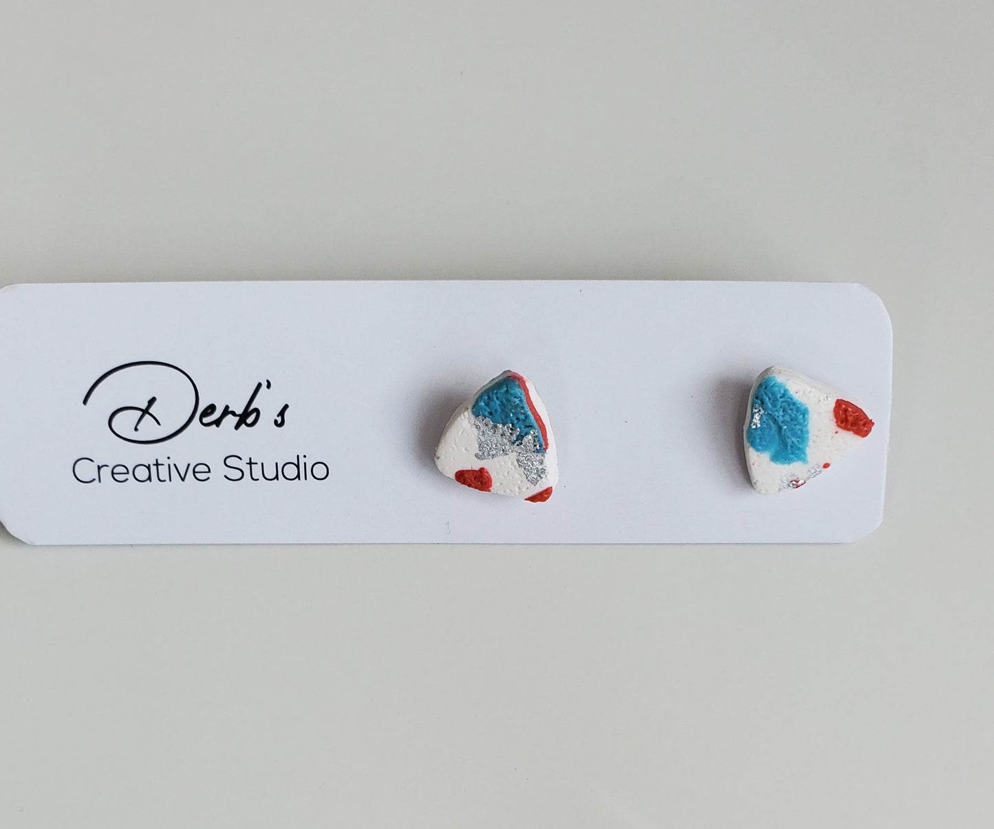 Blue-Red Mix Polymer Clay Earring