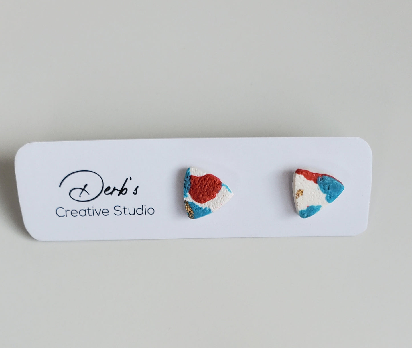 Blue-Red Mix Polymer Clay Earring