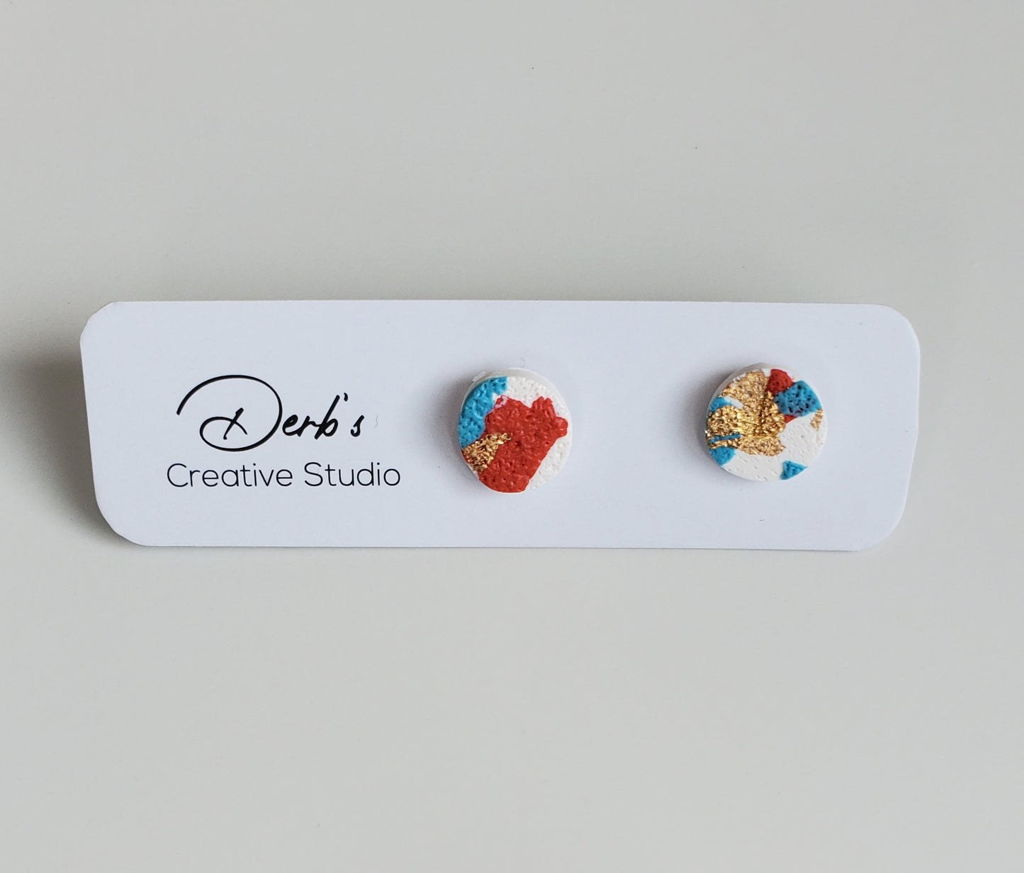 Blue-Red Mix Polymer Clay Earring