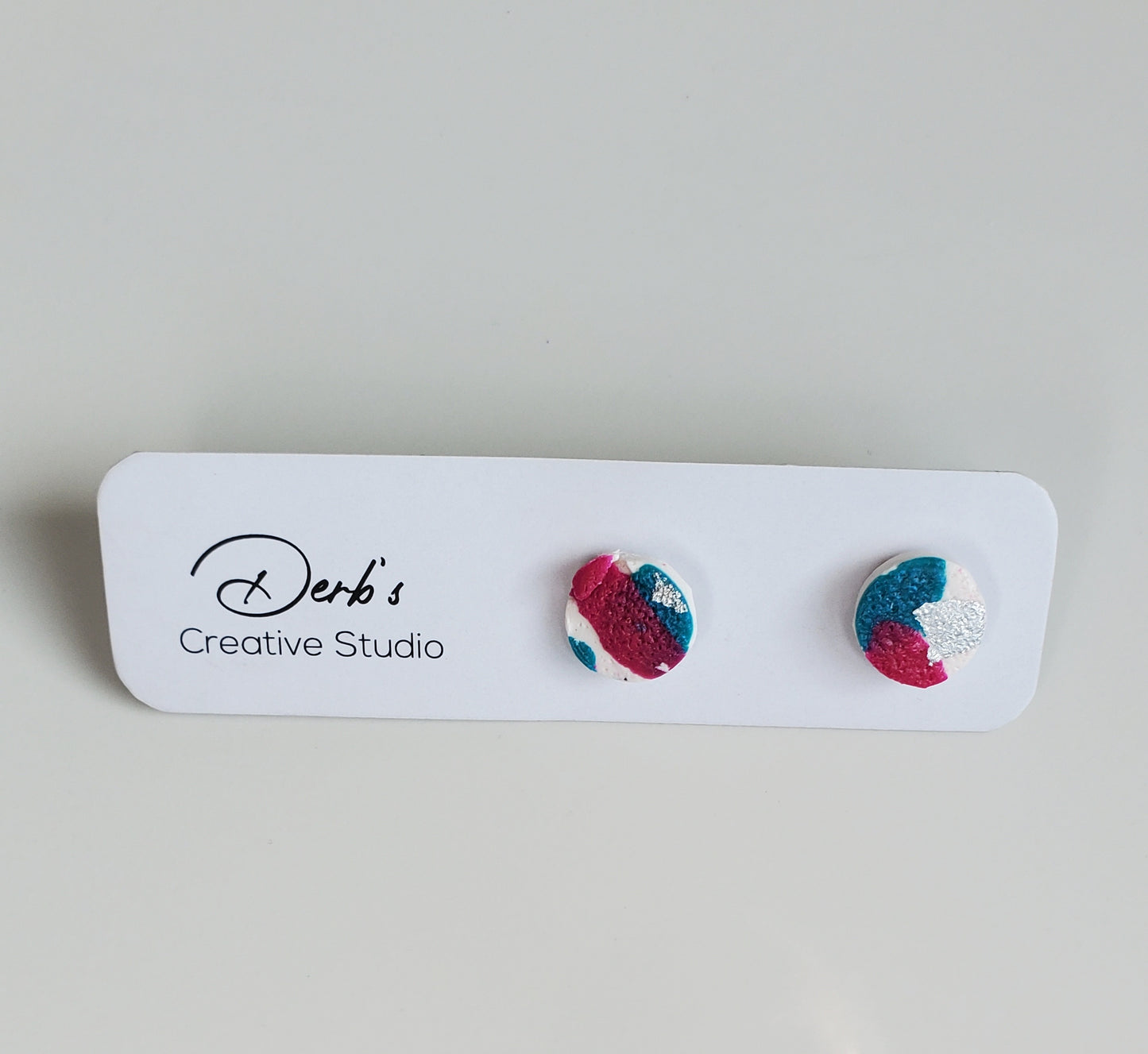 Peacock-Pink Mix Polymer Clay Earring