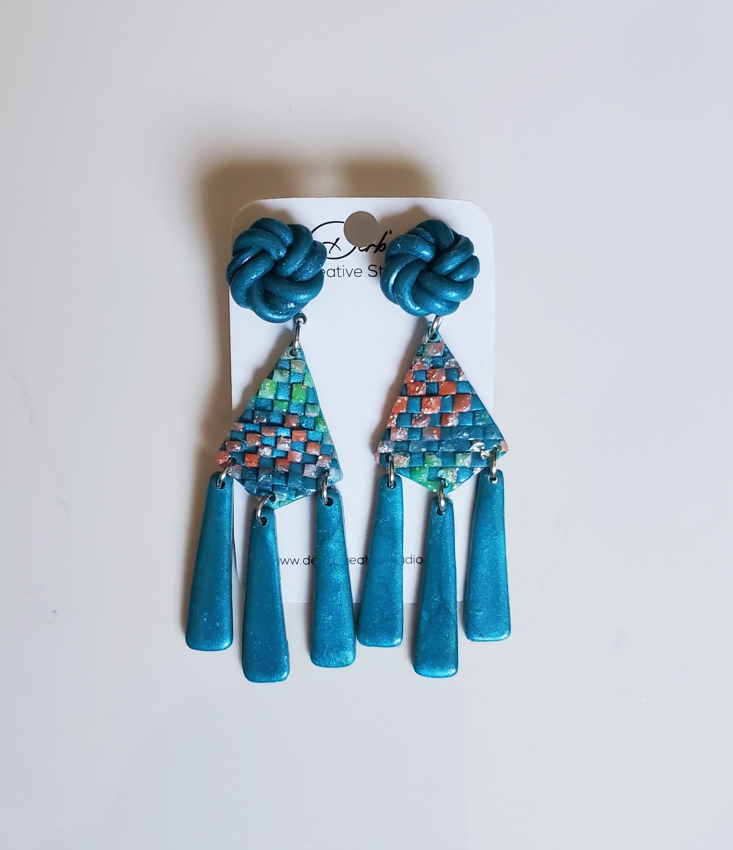 Peacock-Mix Polymer Clay  Earring