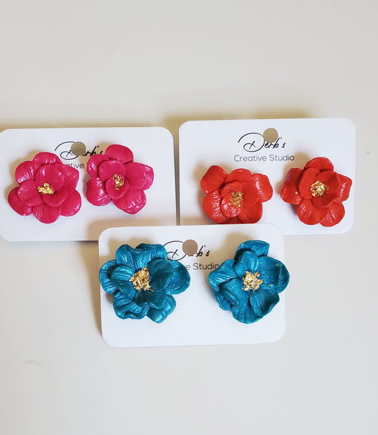 Floral Polymer Clay Stud - Handmade