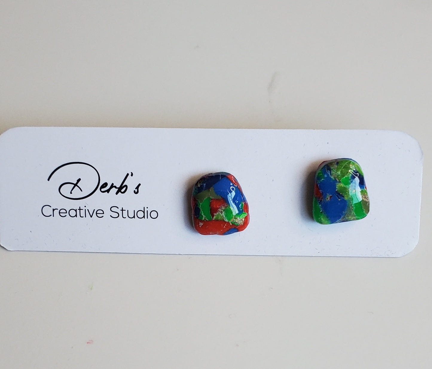 Colorful Opaque Polymer Clay Stud