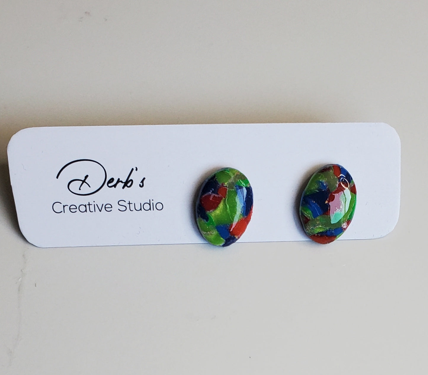 Colorful Opaque Polymer Clay Stud