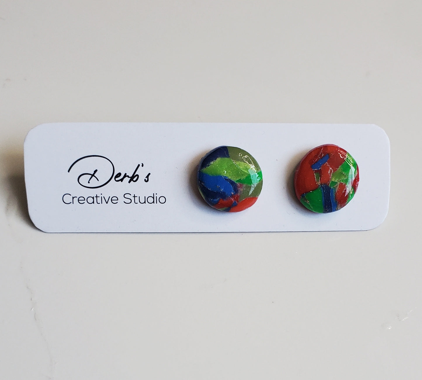 Colorful Opaque Polymer Clay Stud