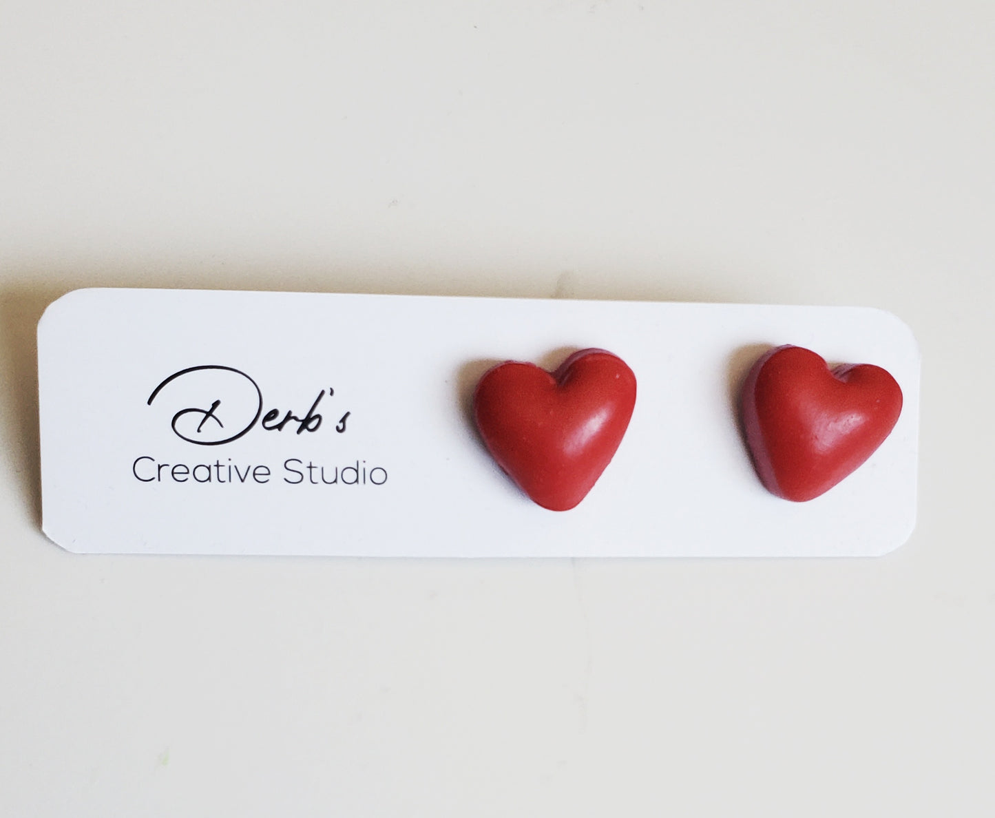 3D Heart Polymer Clay Stud - Handmade