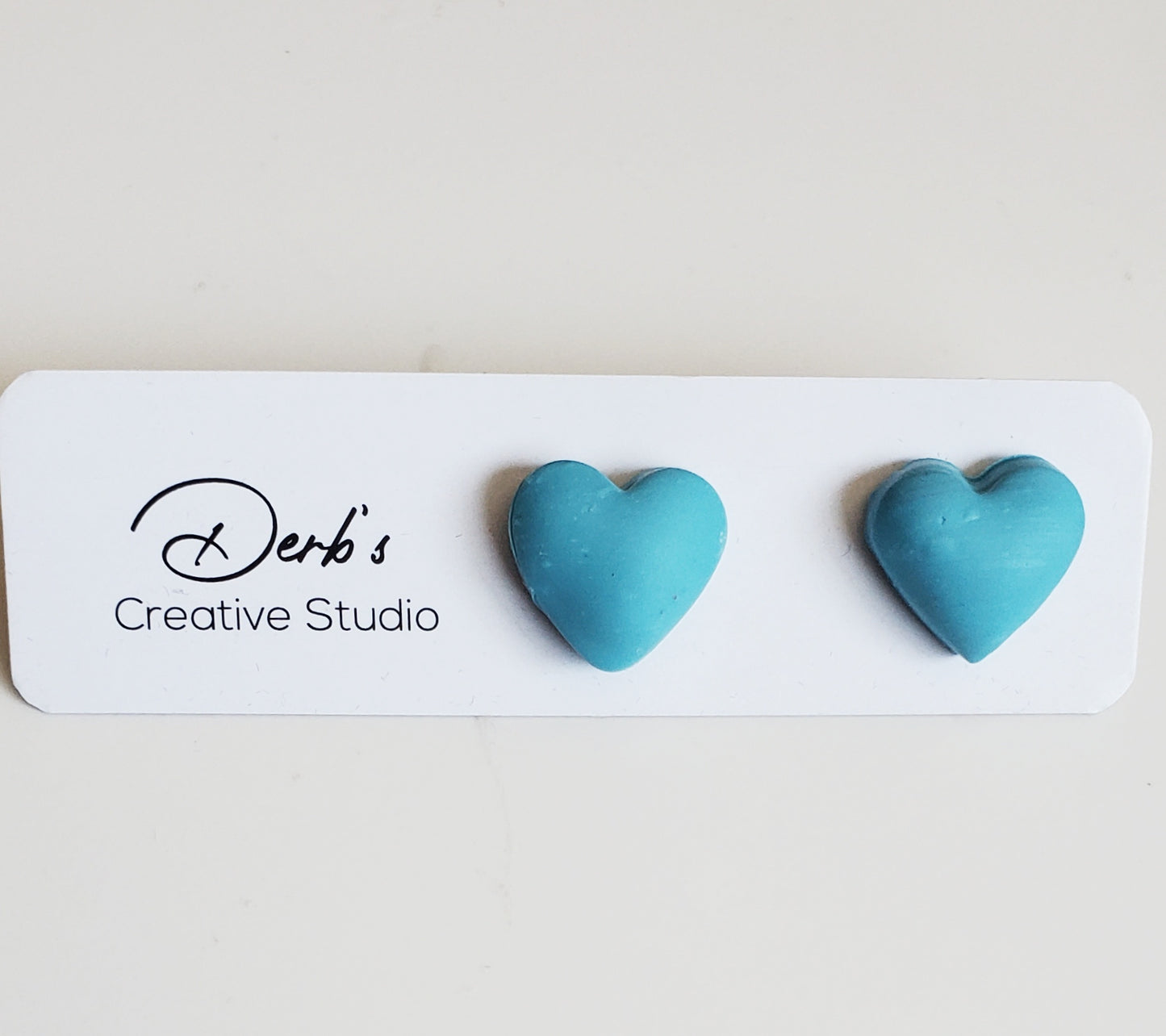 3D Heart Polymer Clay Stud - Handmade