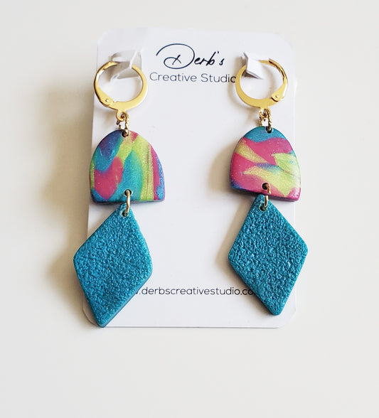 Peacock Mix Polymer Clay Dangle Earring