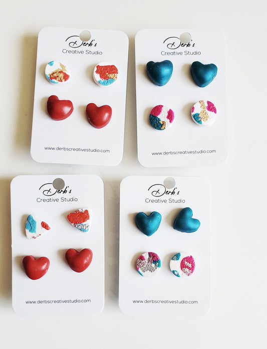 Multicolor Polymer Clay Stud Pack with Accents