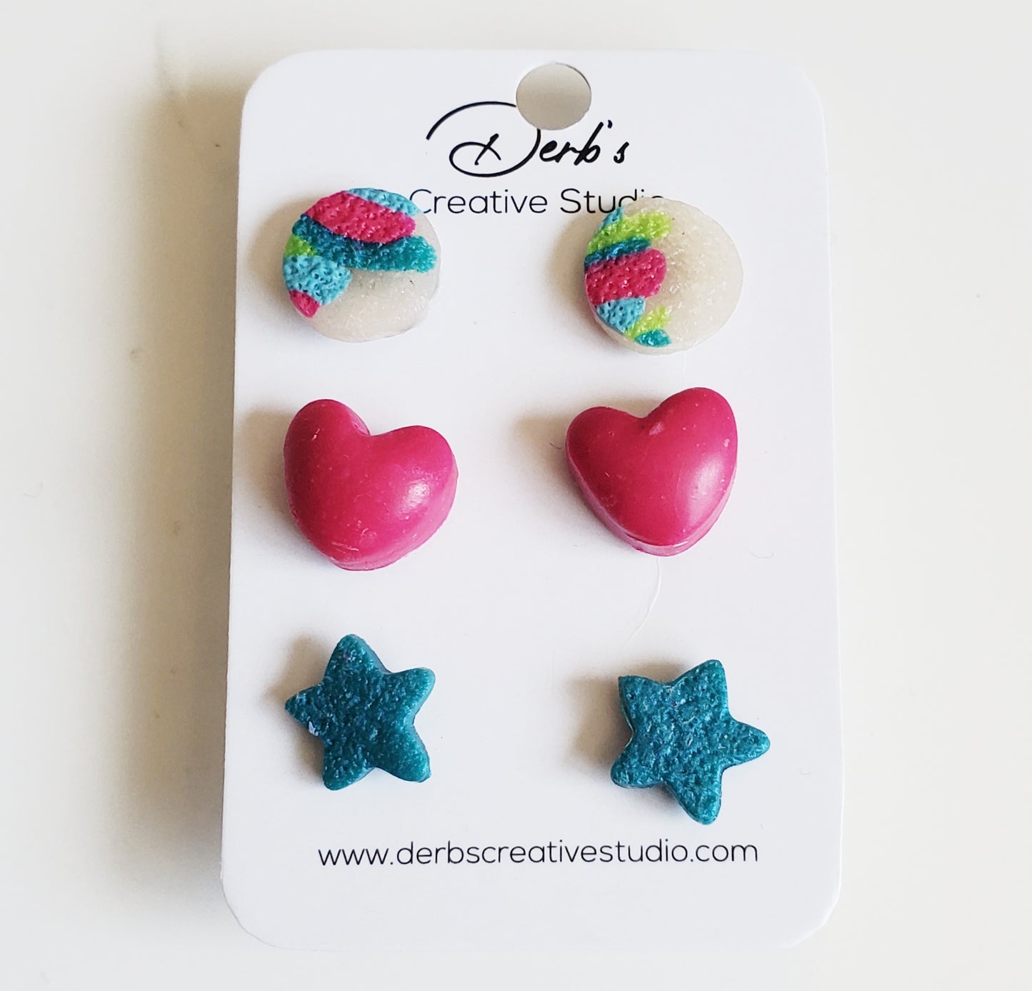 Multicolor Polymer Clay Stud Pack with Accents