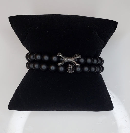 Black Double Unisex Bracelet - Handmade