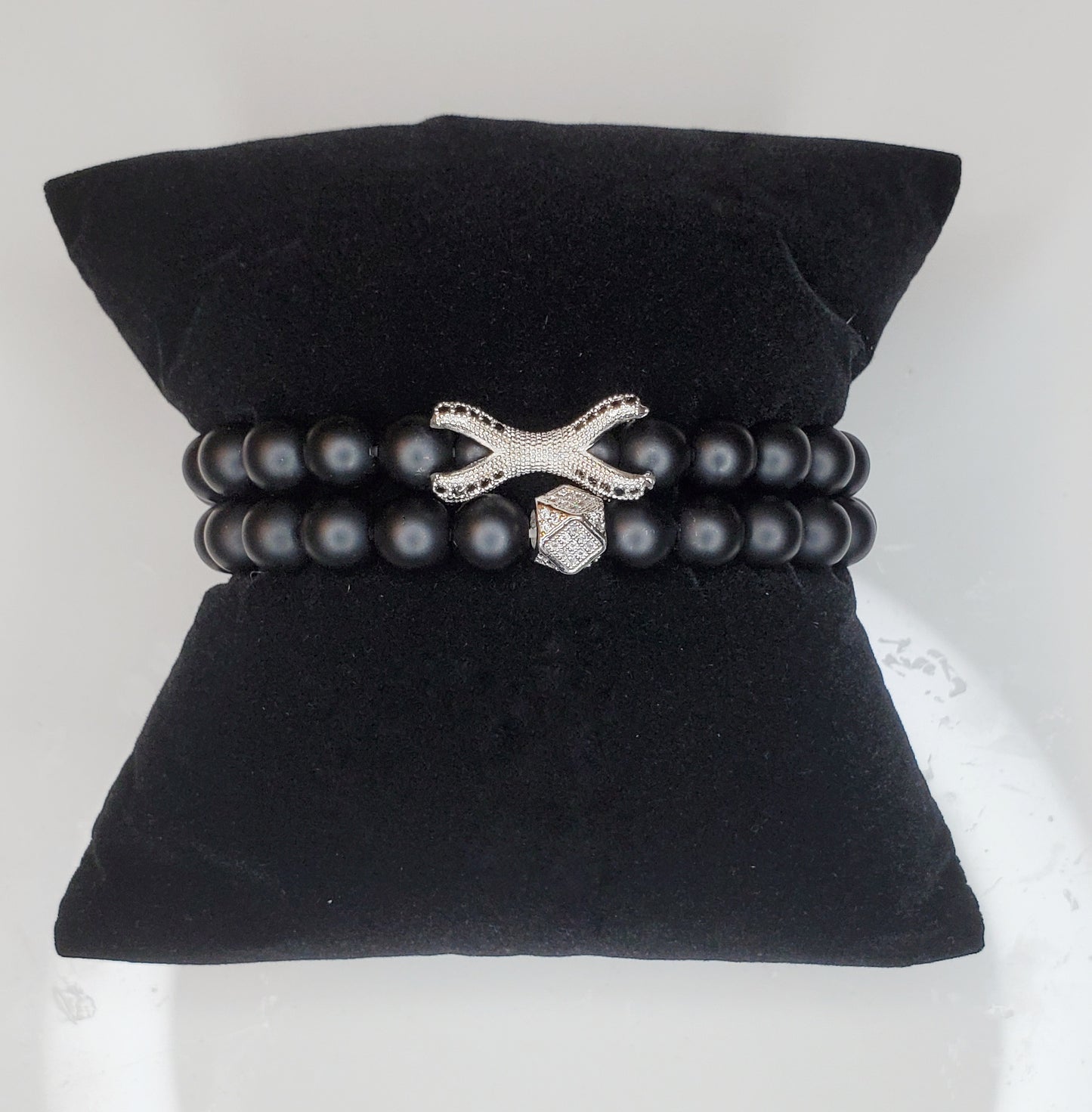 Black Double Unisex Bracelet - Handmade