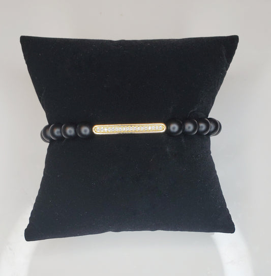 Black Adjustable Bar Bracelet - Handmade