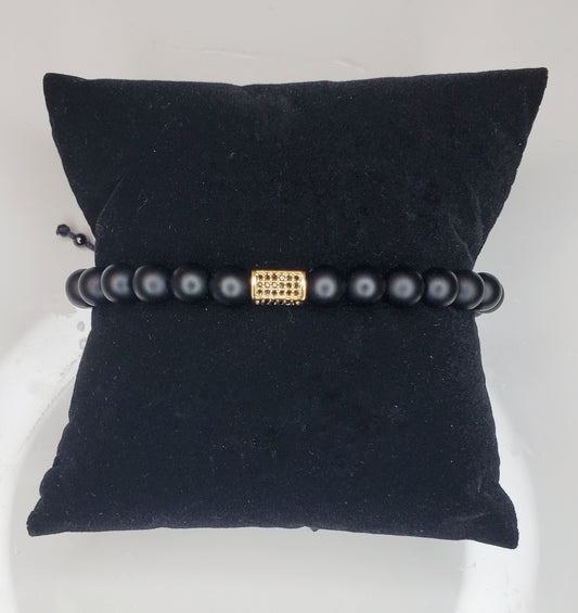 Black Adjustable Unisex Bracelet - Handmade