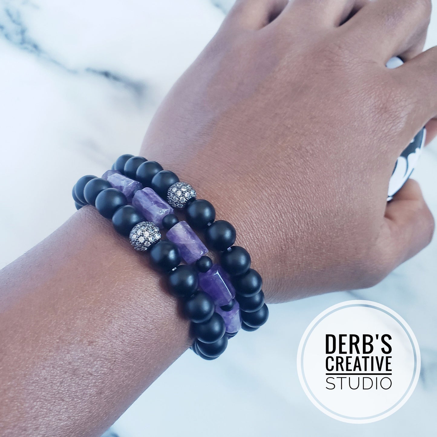 Black-Purple Mix Unisex Bracelet - Handmade