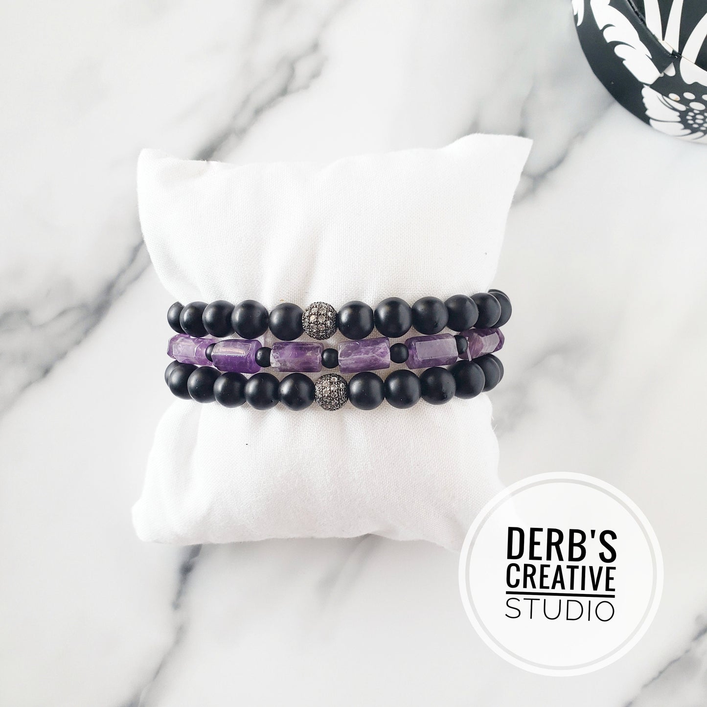 Black-Purple Mix Unisex Bracelet - Handmade