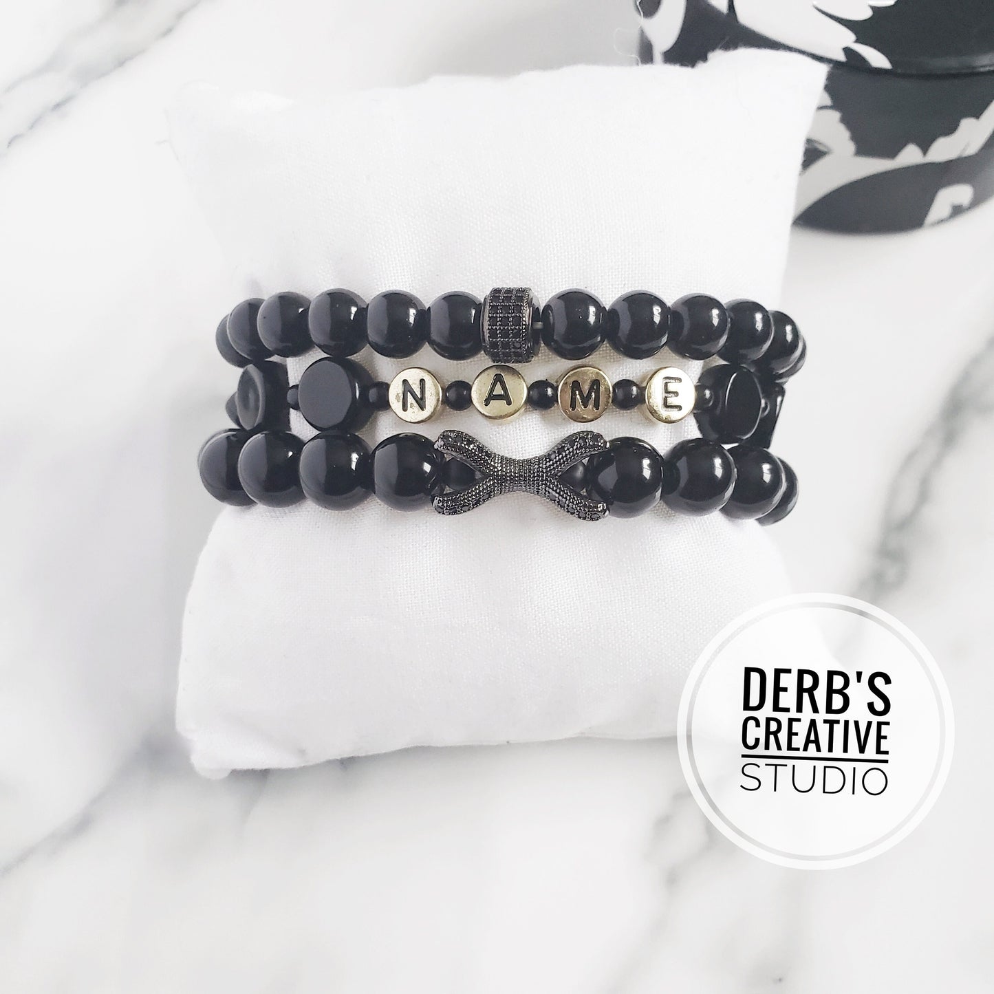 Personalized Black Unisex Bracelet - Handmade