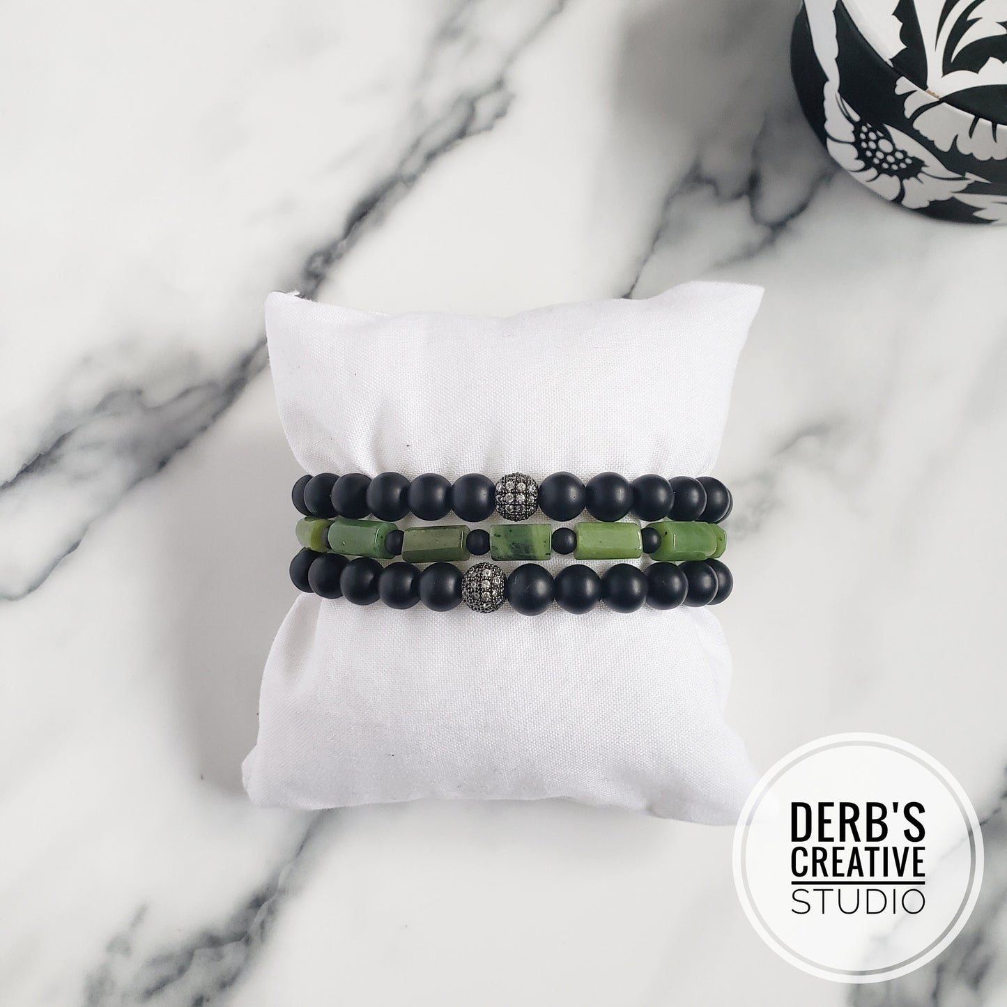 Black-Green Mix Unisex Bracelet - Handmade