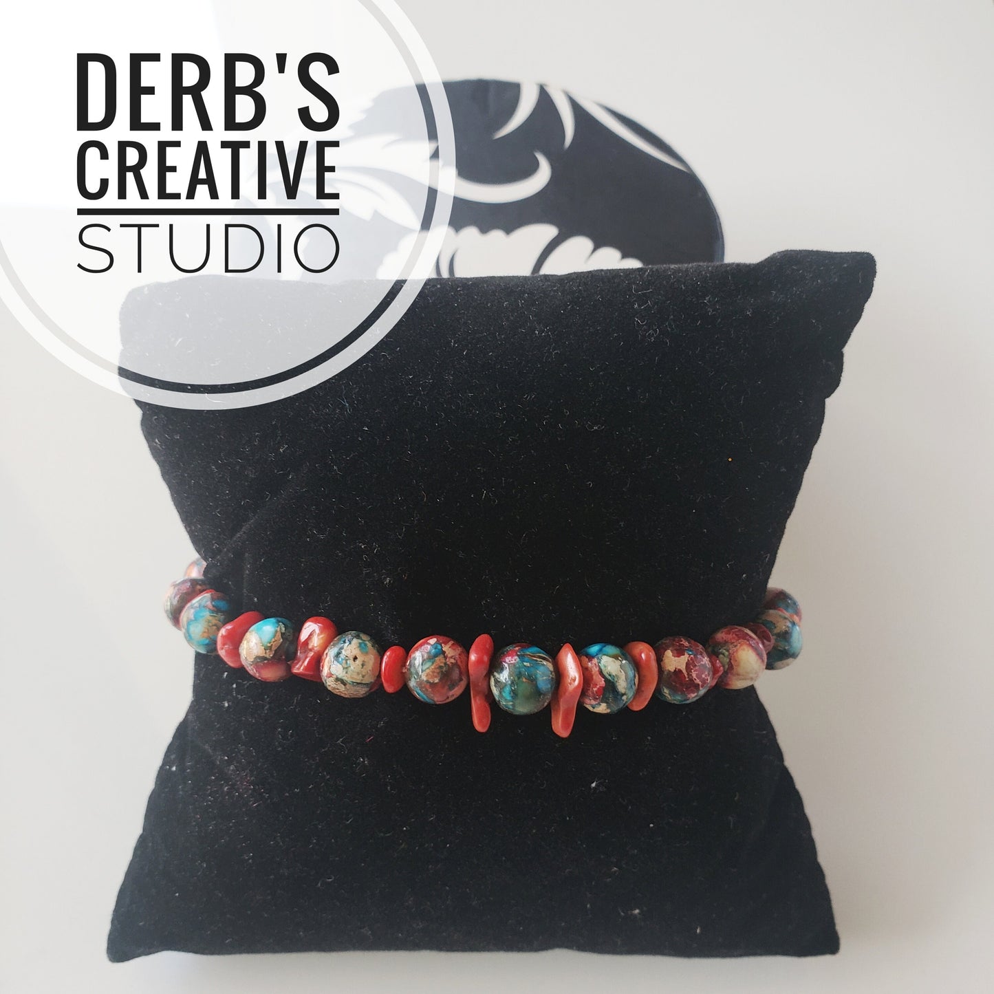 Unisex African Coral and Imperial Stone Mix Bracelet